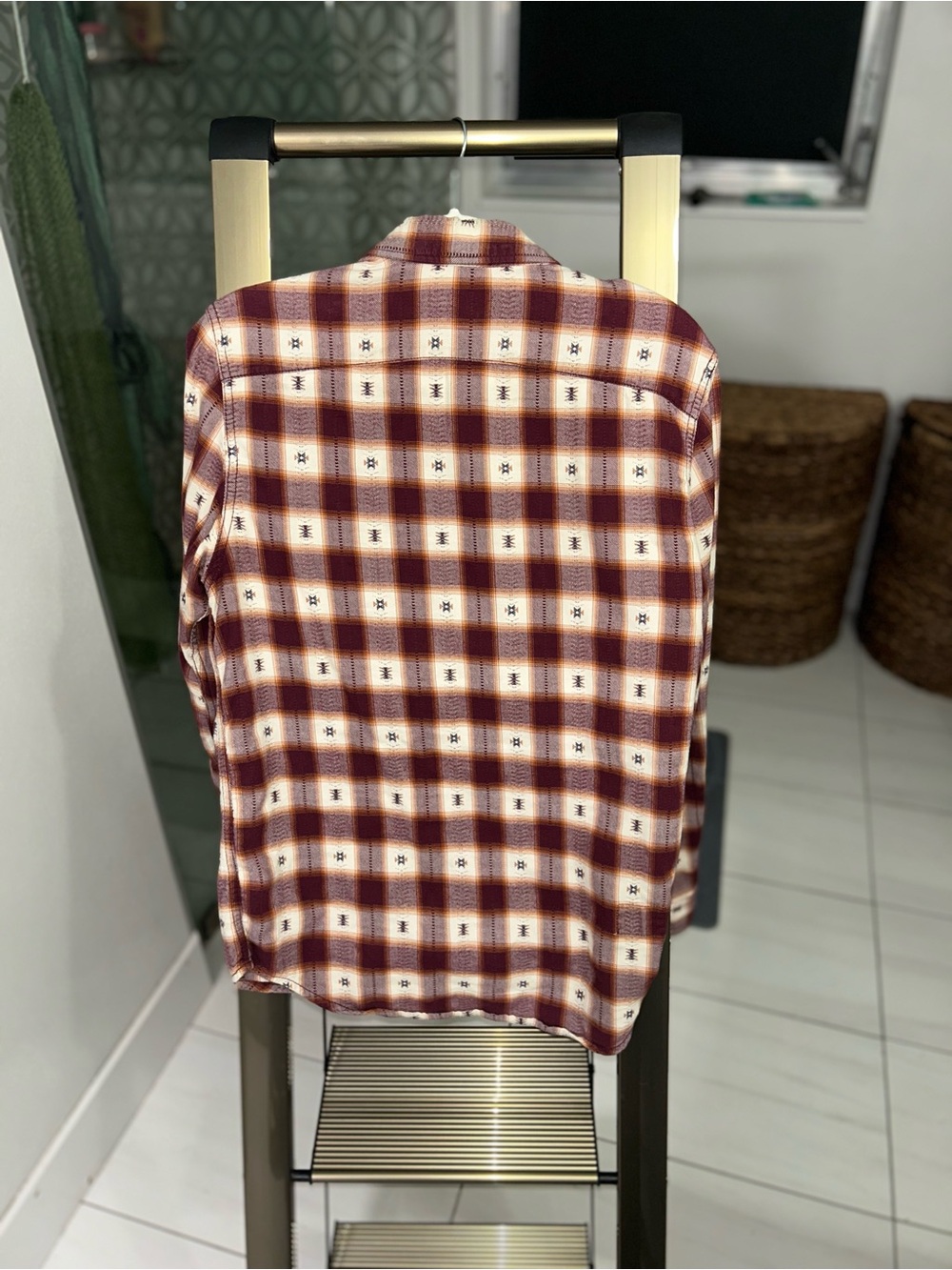 Scotch & Soda Burgundy and Cream Plaid Button-Down Shirt - Picture 5 of 5